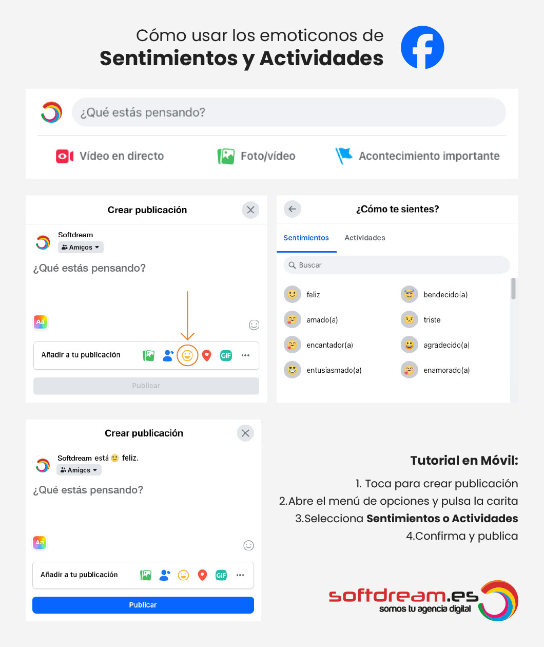 Cómo usar los emoticonos de Sentimientos y Actividades en Facebook